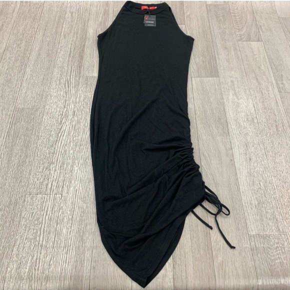 NWT n:Philanthropy Black Ruched Mock Neck Bodycon Peach Dress - Picture 12 of 13